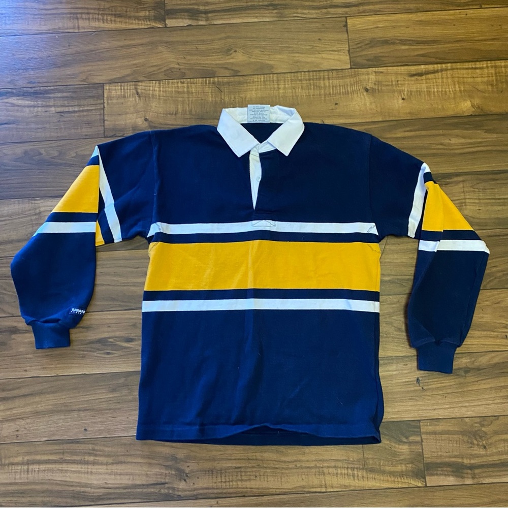 Navy and Yellow Striped Men's Rugby Shirt
